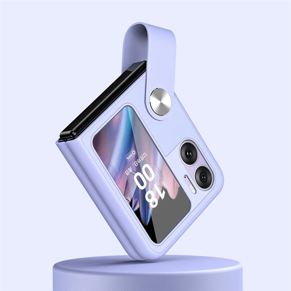 For Oppo Find N2 Flip 5G Case Finger Strap Holder Flip Phone Case PU Leather PC Cover with Kickstand