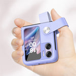 For Oppo Find N2 Flip 5G Case Finger Strap Holder Flip Phone Case PU Leather PC Cover with Kickstand
