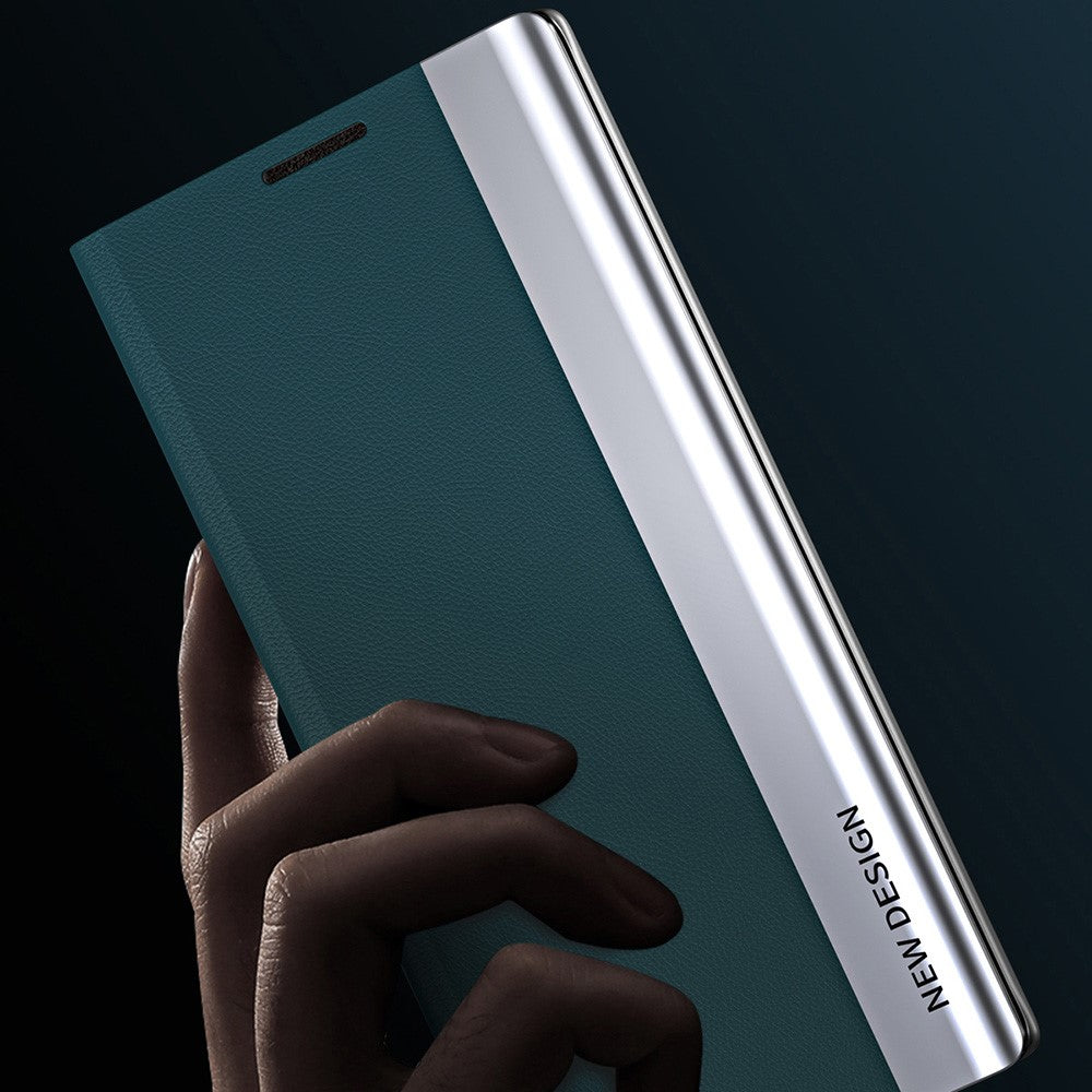 Til Samsung Galaxy A34 5G galvaniseret telefonetui PU-læder flip stander telefoncover