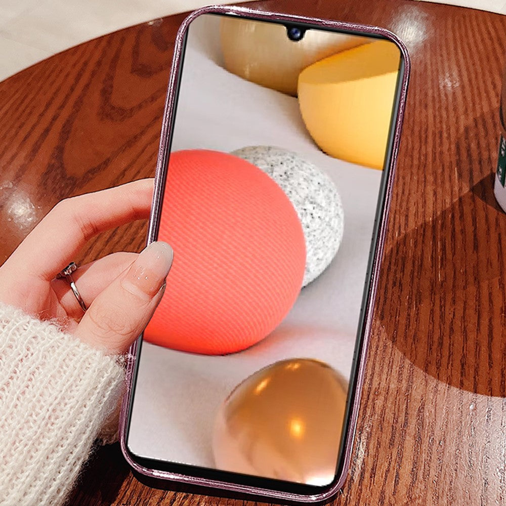 KADEM For Samsung Galaxy A42 5G / M42 5G Gradient Glitter Powder TPU Cover Rhinestone Decor Flower Pattern Anti-drop Protective Case