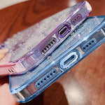 KADEM For Samsung Galaxy A42 5G / M42 5G Gradient Glitter Powder TPU Cover Rhinestone Decor Flower Pattern Anti-drop Protective Case