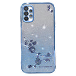 KADEM Slim-Fit-mobilcover med rhinstensdekor til Samsung Galaxy A33 5G, TPU-cover med gradientglitter og pudderblomst