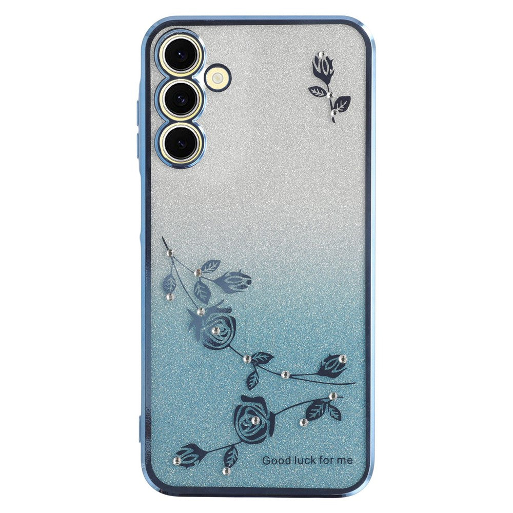 KADEM Telefoncover til Samsung Galaxy A54 5G, Gradient Glitterpulver Rhinstensdekoration Blomstermønster TPU Telefoncover