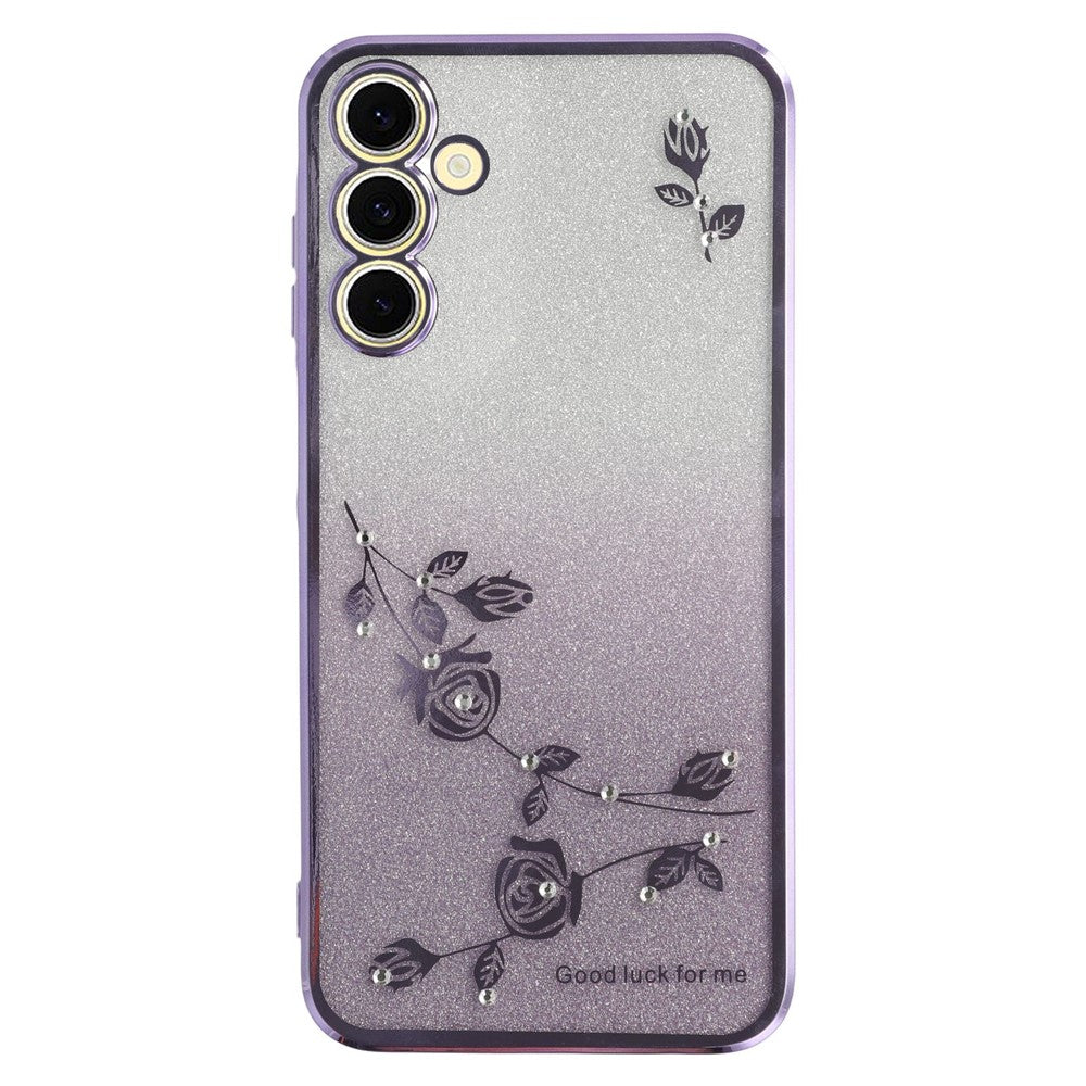 KADEM Telefoncover til Samsung Galaxy A54 5G, Gradient Glitterpulver Rhinstensdekoration Blomstermønster TPU Telefoncover