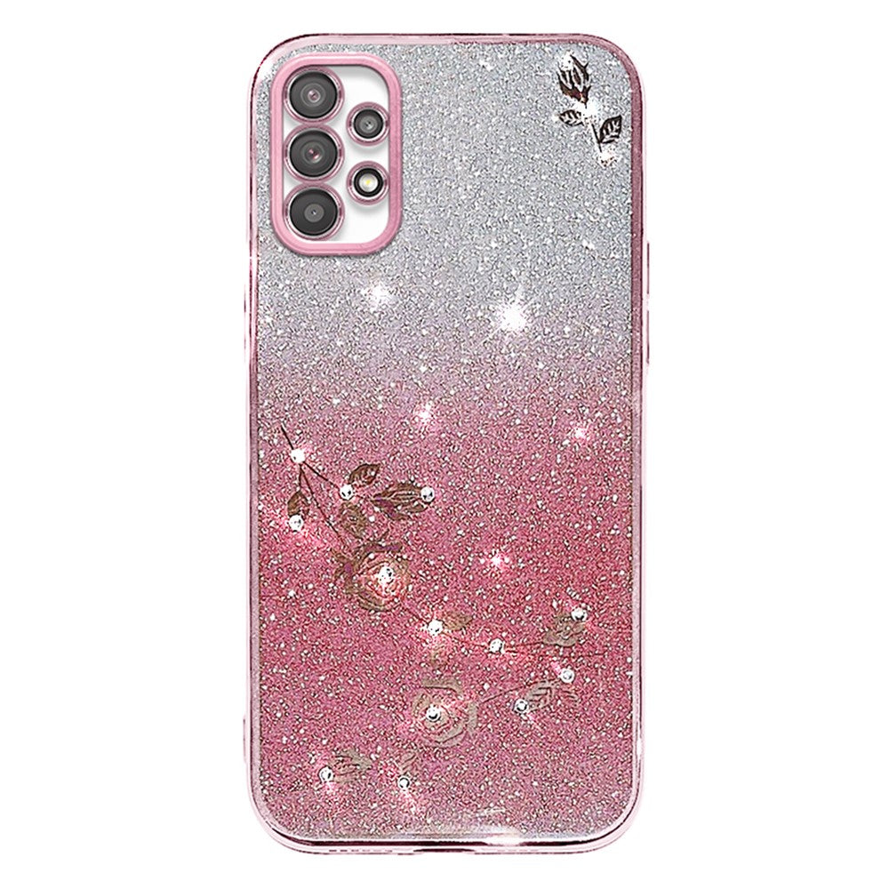 KADEM For Samsung Galaxy A32 5G / M32 5G TPU Cover Rhinestone Decor Flower Pattern  Gradient Glitter Powder Phone Case