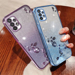 KADEM For Samsung Galaxy A32 5G / M32 5G TPU Cover Rhinestone Decor Flower Pattern  Gradient Glitter Powder Phone Case