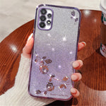 KADEM til Samsung Galaxy A23 5G (global version) / A23 4G Rhinstensdekoreret telefoncover med glitterblomstermønster i gradient og TPU-cover