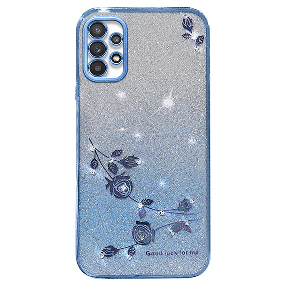 KADEM För Samsung Galaxy A23 5G (Global Version) / A23 4G Strassdekor mobilskal Gradient Glitter Blommönster mobilskal TPU-skal