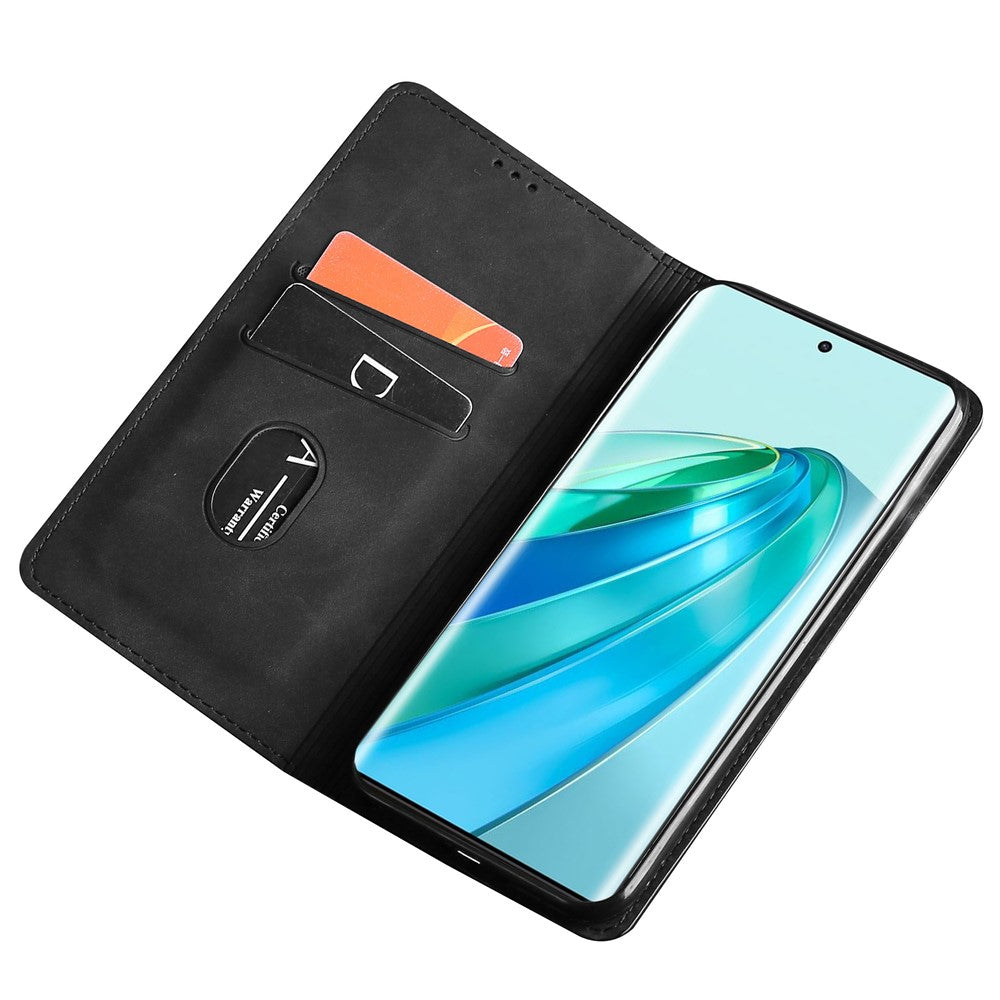 Til Honor X8a 4G Kortholder PU Læder Flip Cover Stativ Hud-venlig Følelse Mobiltelefon Cover