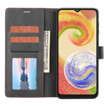 For Samsung Galaxy A04e 4G / F04 4G / M04 4G Horizontal Line PU Leather Flip Stand Case Wallet Cover