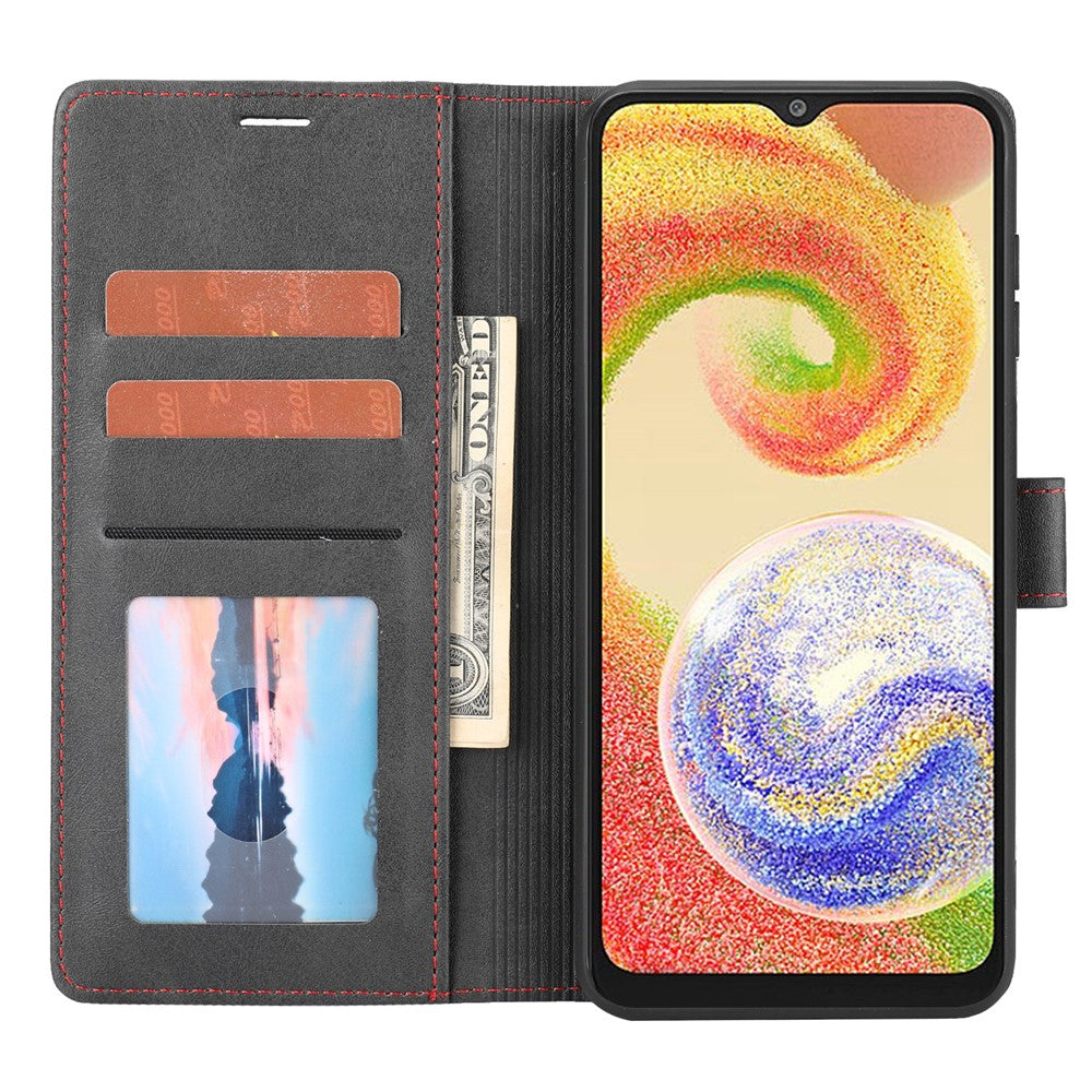 For Samsung Galaxy A04e 4G / F04 4G / M04 4G Horizontal Line PU Leather Flip Stand Case Wallet Cover