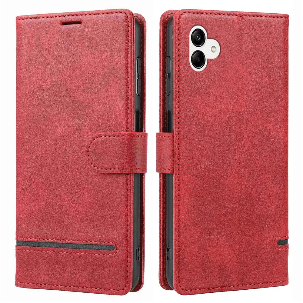 For Samsung Galaxy A04e 4G / F04 4G / M04 4G Horizontal Line PU Leather Flip Stand Case Wallet Cover