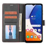 Samsung Galaxy A14 4G / 5G Horisontellt Linje Anti-fall Plånboksfodral PU Läder Flip Stativfodral
