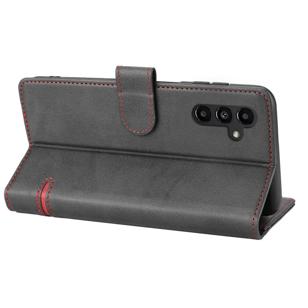 Samsung Galaxy A14 4G / 5G Horisontellt Linje Anti-fall Plånboksfodral PU Läder Flip Stativfodral