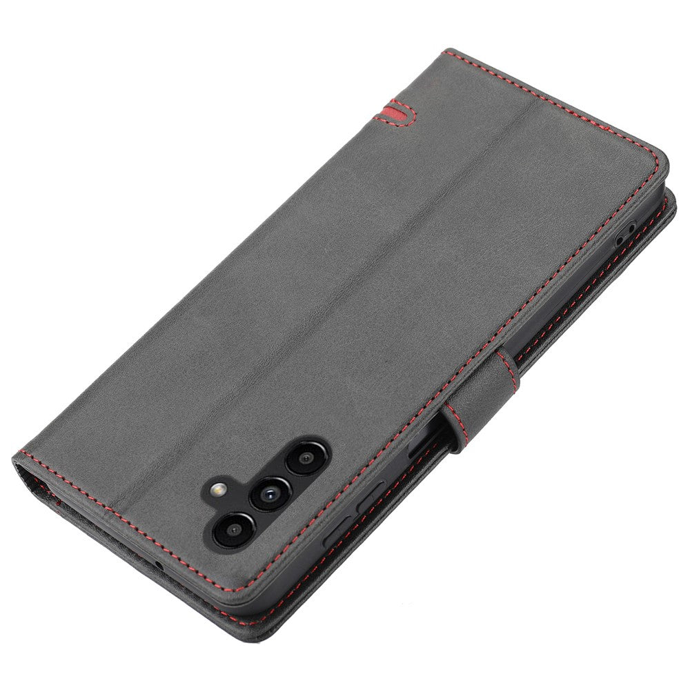 Samsung Galaxy A14 4G / 5G Horisontellt Linje Anti-fall Plånboksfodral PU Läder Flip Stativfodral