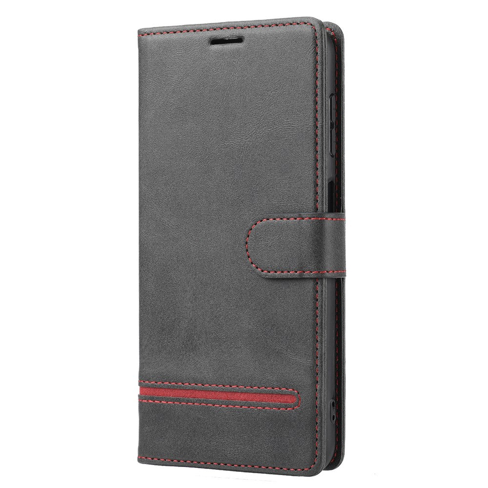 Samsung Galaxy A14 4G / 5G Horisontellt Linje Anti-fall Plånboksfodral PU Läder Flip Stativfodral