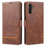 Samsung Galaxy A14 4G / 5G Horisontellt Linje Anti-fall Plånboksfodral PU Läder Flip Stativfodral