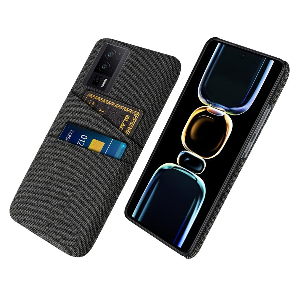 For Xiaomi Poco F5 Pro 5G / Redmi K60 Pro 5G / K60 5G Hard PC + Cloth Phone Case Protective Cover with 2 Card Slots