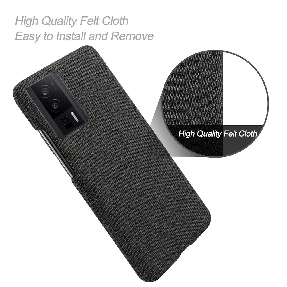 For Xiaomi Poco F5 Pro 5G / Redmi K60 Pro 5G / K60 5G Phone Case Solid Color Drop-proof Hard PC+Cloth Phone Cover
