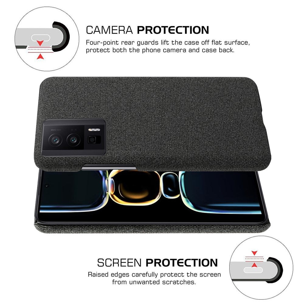 For Xiaomi Poco F5 Pro 5G / Redmi K60 Pro 5G / K60 5G Phone Case Solid Color Drop-proof Hard PC+Cloth Phone Cover