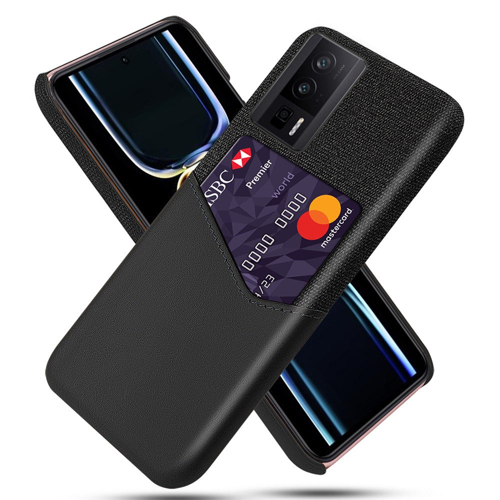 Xiaomi Poco F5 Pro 5G / Redmi K60 Pro 5G / K60 5G PU-läderbelagt PC-korthållarskal Tygtextur Halkfri mobilskal