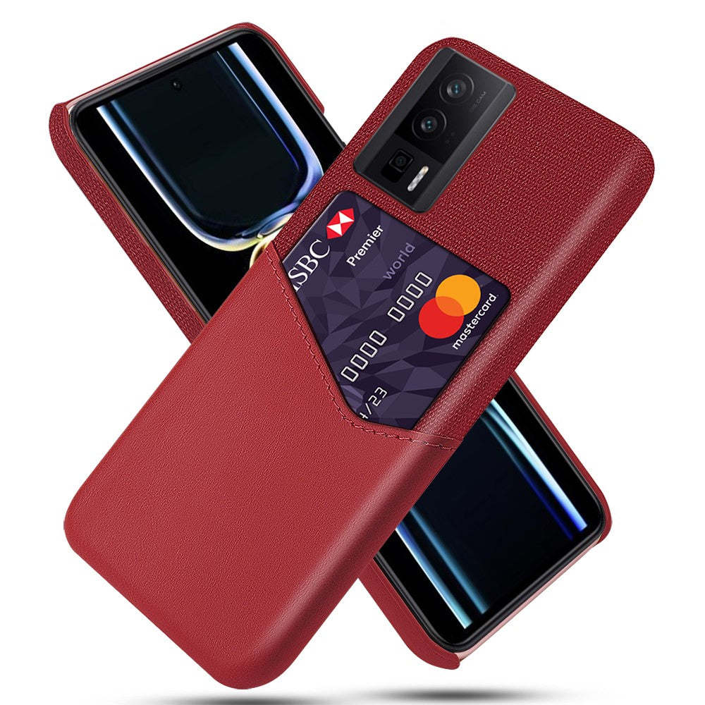 Xiaomi Poco F5 Pro 5G / Redmi K60 Pro 5G / K60 5G PU-läderbelagt PC-korthållarskal Tygtextur Halkfri mobilskal