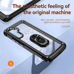For Samsung Galaxy A54 5G Ring Kickstand Phone Case Alloy Lens Frame PC + TPU Protective Cover