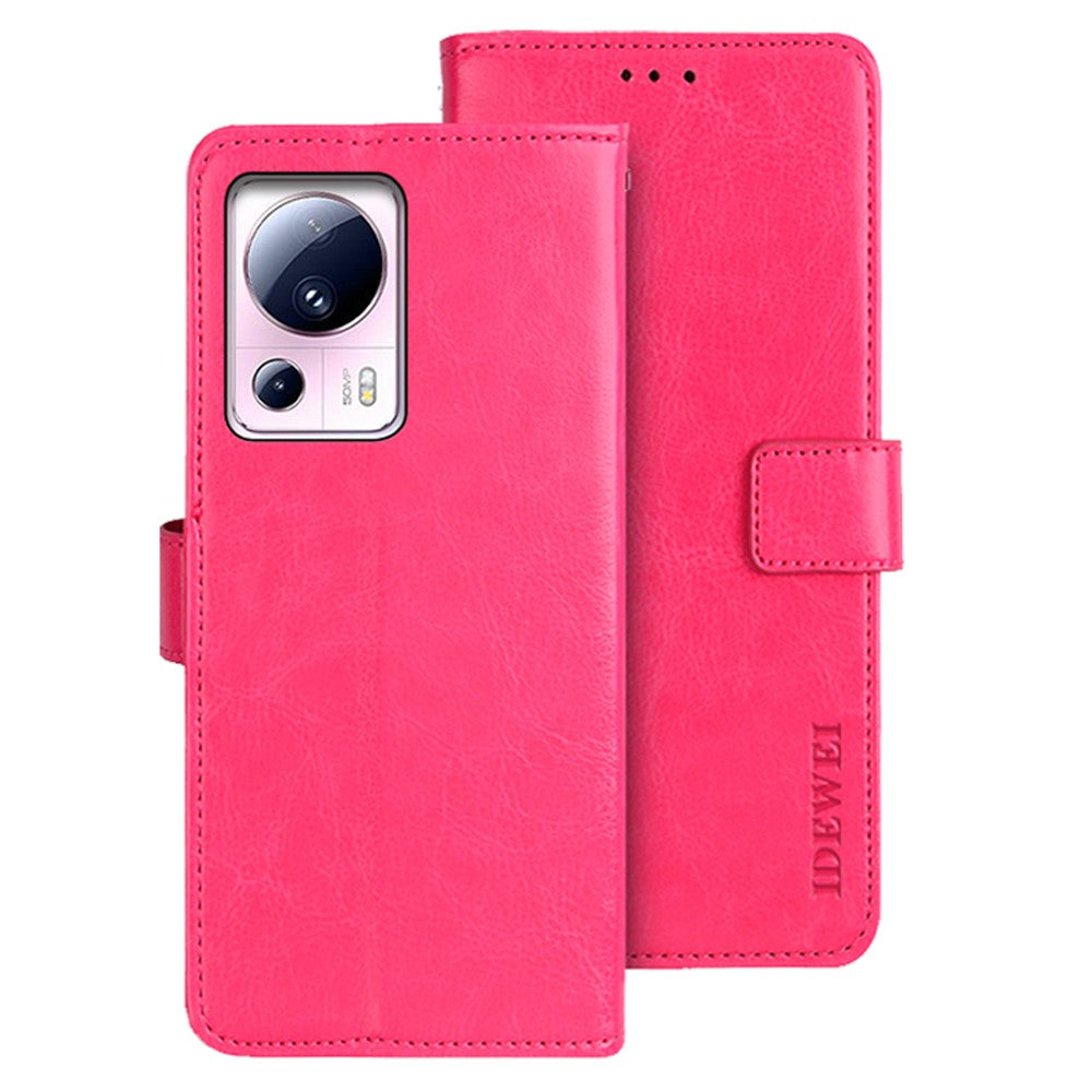 IDEWEI För Xiaomi 13 Lite / Civi 2 5G Anti-fingeravtrycksskal mobilskal Stativ PU-läder Crazy Horse Texture Plånboksfodral Flipfodral
