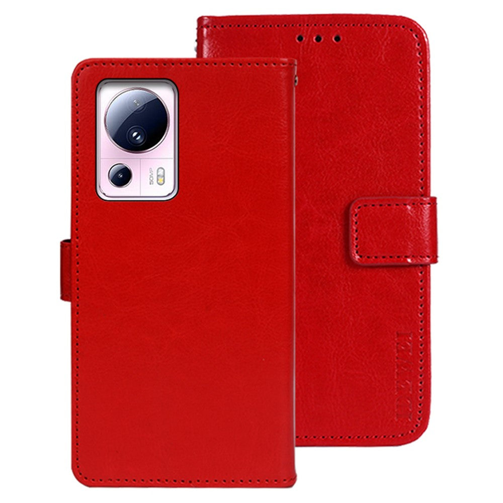 IDEWEI För Xiaomi 13 Lite / Civi 2 5G Anti-fingeravtrycksskal mobilskal Stativ PU-läder Crazy Horse Texture Plånboksfodral Flipfodral