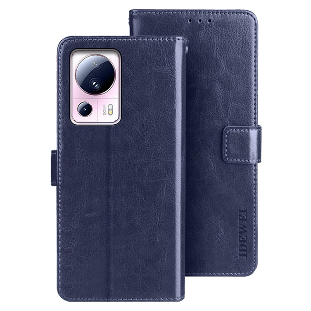 IDEWEI För Xiaomi 13 Lite / Civi 2 5G Anti-fingeravtrycksskal mobilskal Stativ PU-läder Crazy Horse Texture Plånboksfodral Flipfodral