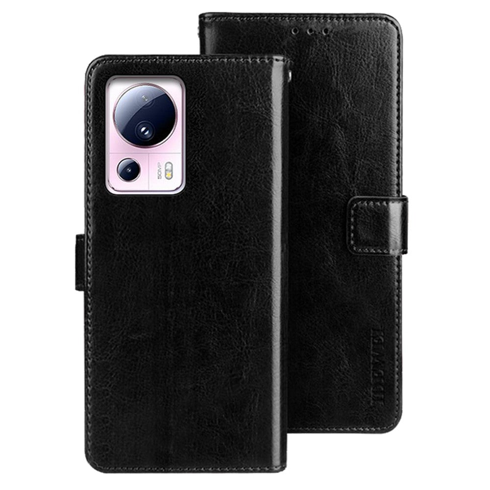 IDEWEI För Xiaomi 13 Lite / Civi 2 5G Anti-fingeravtrycksskal mobilskal Stativ PU-läder Crazy Horse Texture Plånboksfodral Flipfodral