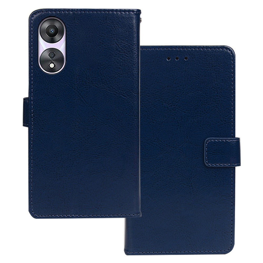 IDEWEI For Oppo A78 5G Protective Cover Crazy Horse Texture PU Leather Wallet Stand Phone Case