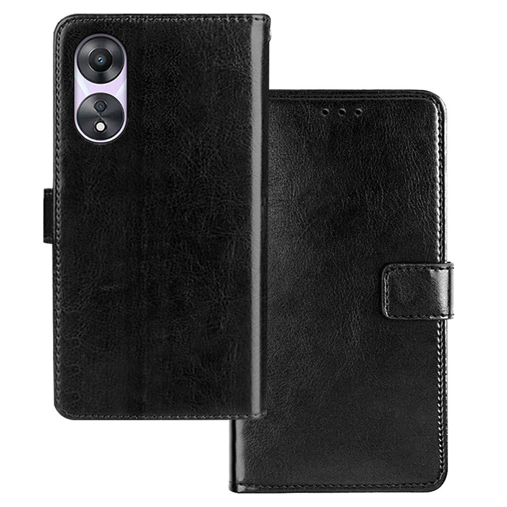 IDEWEI For Oppo A78 5G Protective Cover Crazy Horse Texture PU Leather Wallet Stand Phone Case