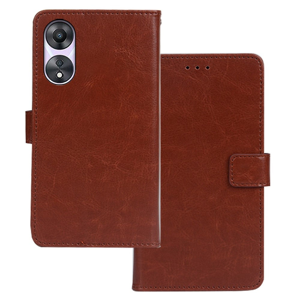 IDEWEI For Oppo A78 5G Protective Cover Crazy Horse Texture PU Leather Wallet Stand Phone Case