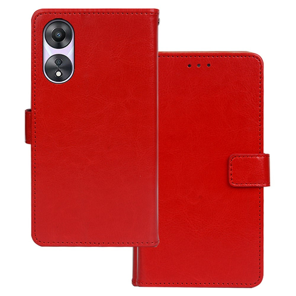IDEWEI For Oppo A78 5G Protective Cover Crazy Horse Texture PU Leather Wallet Stand Phone Case