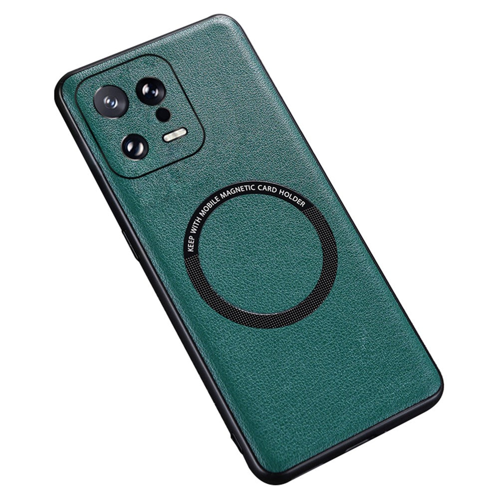 PU Leather Coated TPU+PC Back Case for Xiaomi 13 Pro 5G Phone Cover Magnetic Case Charger