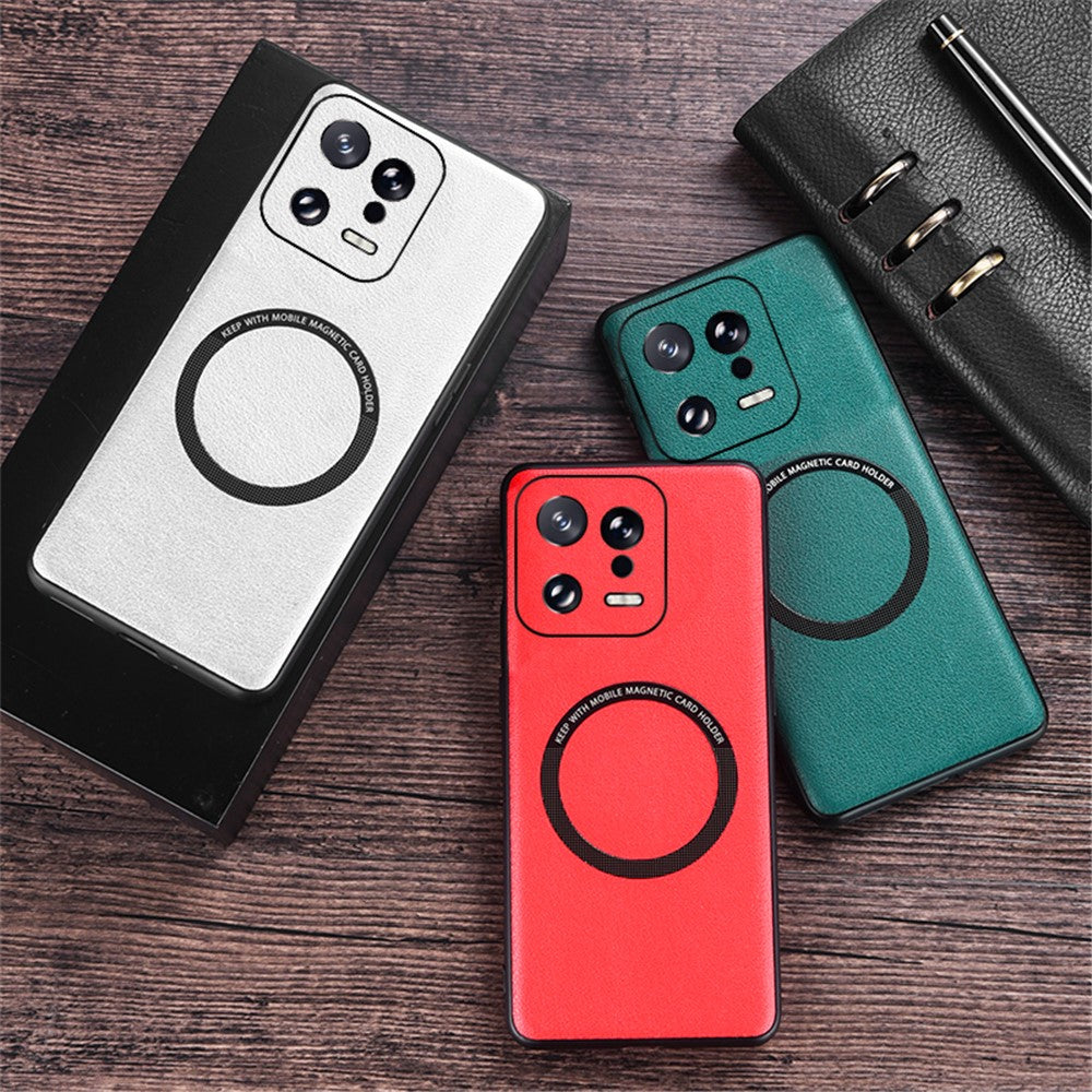 PU Leather Coated TPU+PC Back Case for Xiaomi 13 Pro 5G Phone Cover Magnetic Case Charger