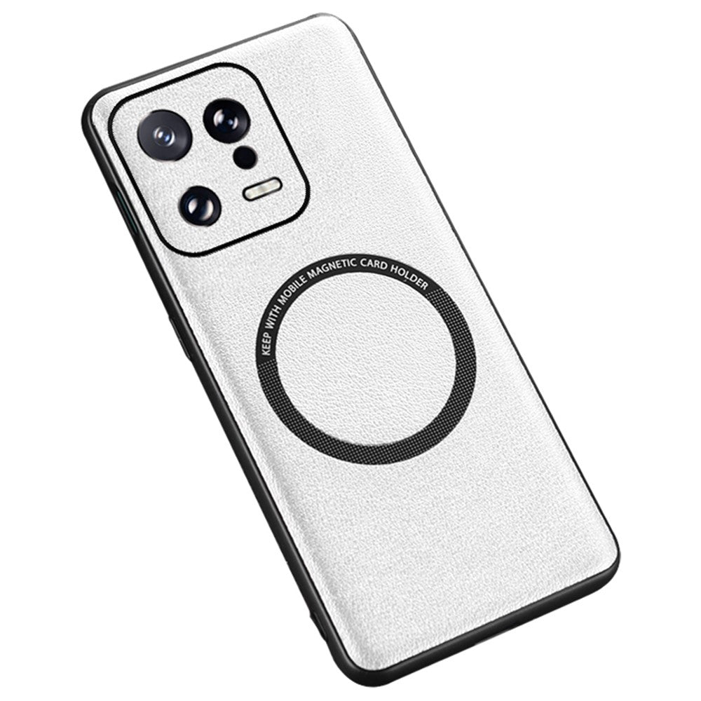 TPU+PC-bagside belagt med PU-læder til Xiaomi 13 Pro 5G, magnetisk mobilcover med oplader