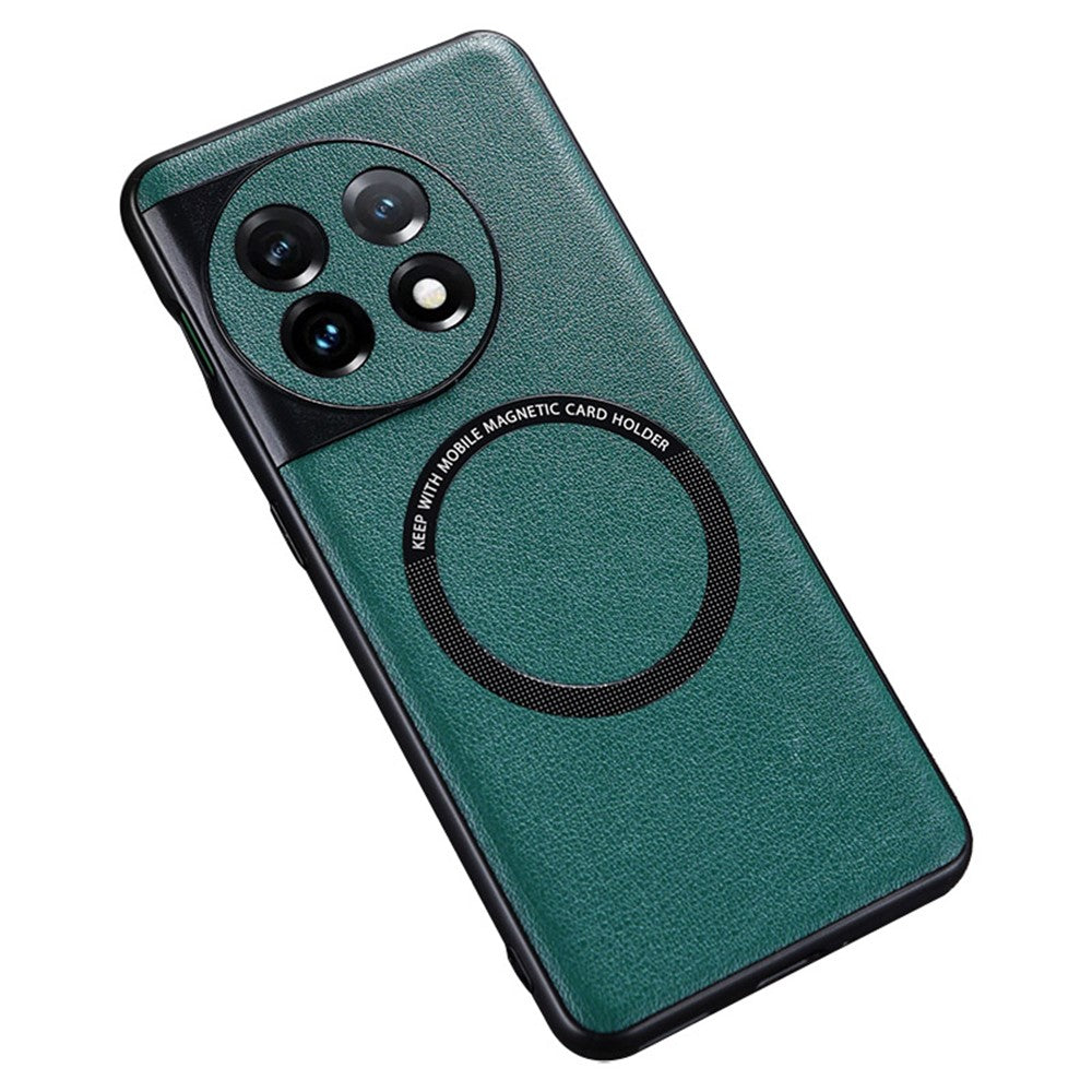 Magnetic Charger Case for OnePlus 11 5G PU Leather Coated TPU+PC Phone Back Cover