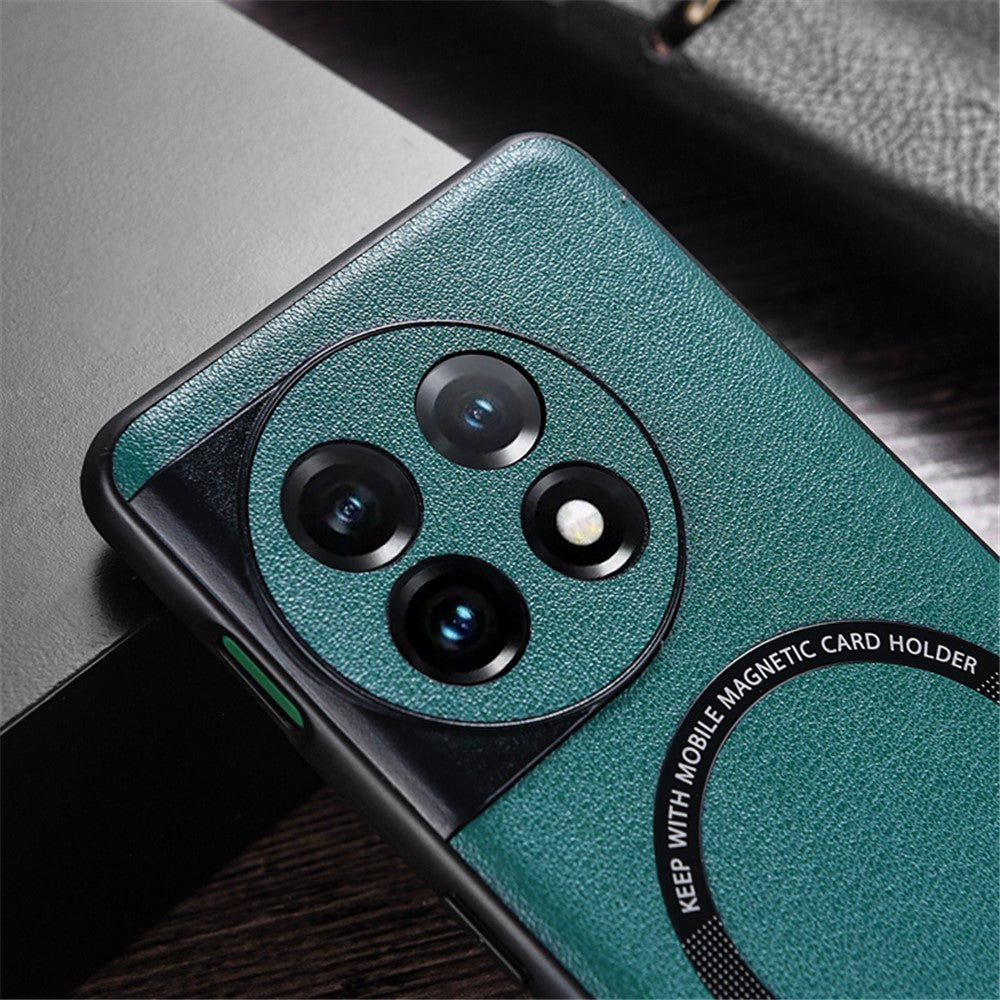Magnetic Charger Case for OnePlus 11 5G PU Leather Coated TPU+PC Phone Back Cover