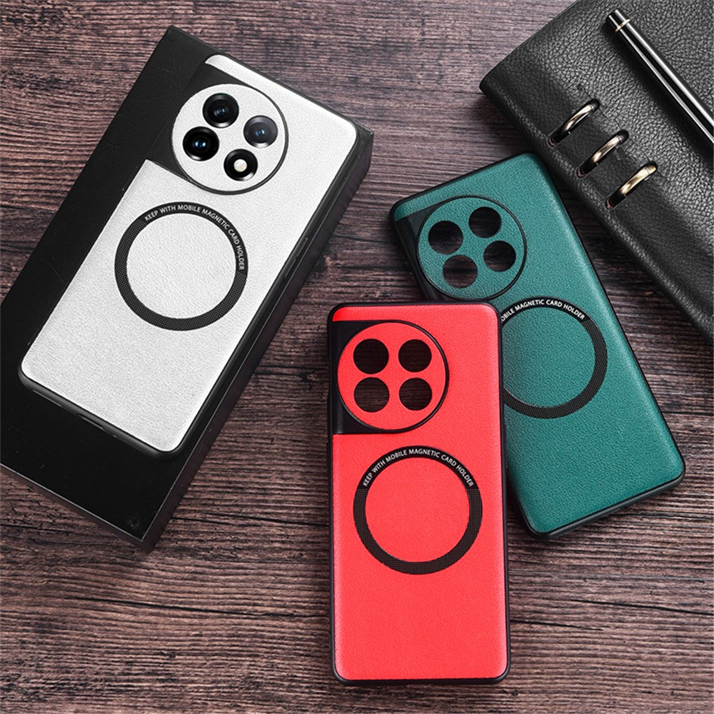 Magnetic Charger Case for OnePlus 11 5G PU Leather Coated TPU+PC Phone Back Cover