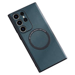 For Samsung Galaxy S23 Ultra Cover Magnetic Case Charger PU Leather Coated TPU+PC Phone Case