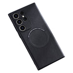 For Samsung Galaxy S23 Ultra Cover Magnetic Case Charger PU Leather Coated TPU+PC Phone Case