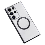 For Samsung Galaxy S23 Ultra Cover Magnetic Case Charger PU Leather Coated TPU+PC Phone Case