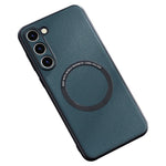For Samsung Galaxy S23+ Magnetic Case Charger PU Leather Coated TPU+PC Case Phone Back Cover