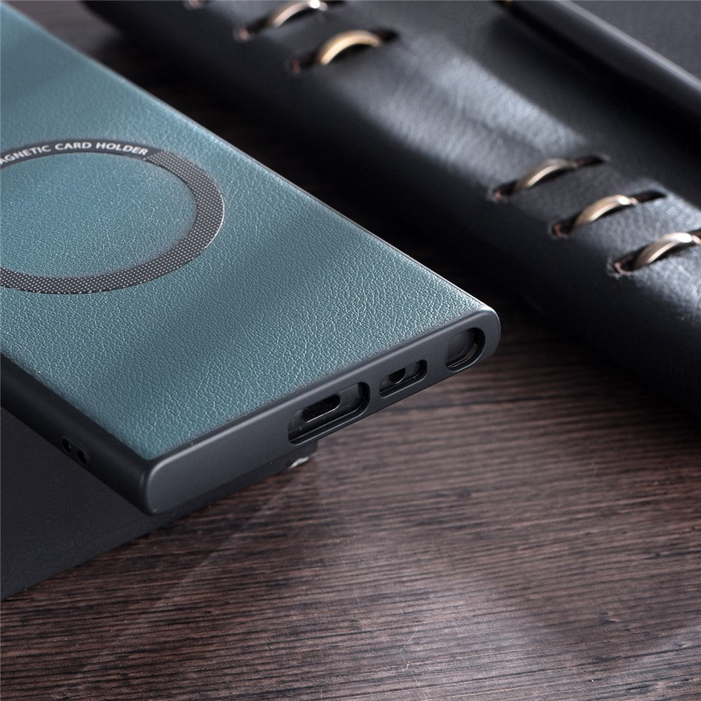 For Samsung Galaxy S23+ Magnetic Case Charger PU Leather Coated TPU+PC Case Phone Back Cover
