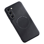 For Samsung Galaxy S23+ Magnetic Case Charger PU Leather Coated TPU+PC Case Phone Back Cover