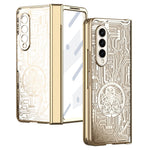 For Samsung Galaxy Z Fold4 5G Mechanical Legend Series Electroplating Phone Case Hard PC Shockproof Cover with Tempered Glass Film