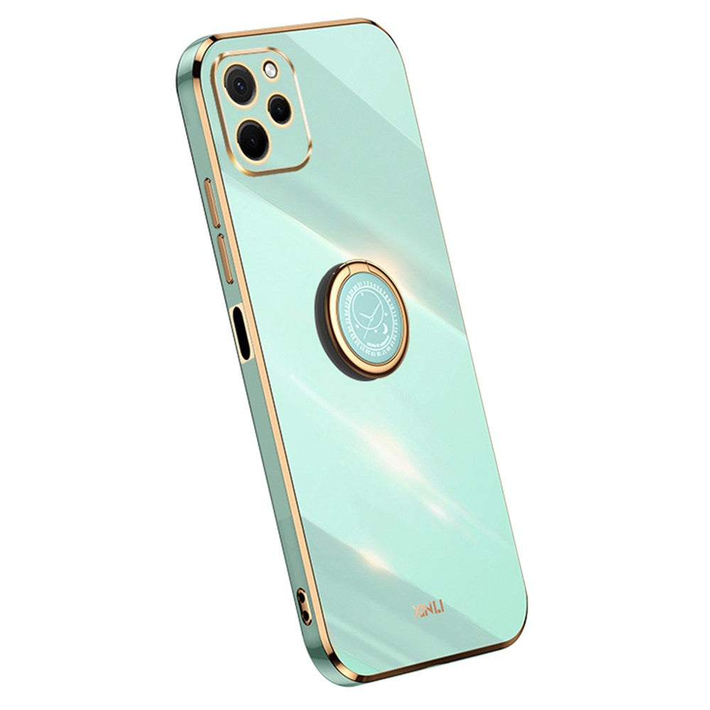 XINLI För Huawei Nova Y61 4G Ringhållare Kickstand mobilskal TPU Elektroplätering mobilskydd