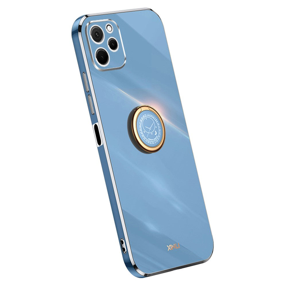 XINLI TPU-mobilskal för Huawei nova Y61 4G med ringhållare och stöd, galvaniserat mobilskydd